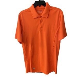 FILA Polo Shirt Mens Small Orange 100% Polyester Performance Golf Short Sleeve